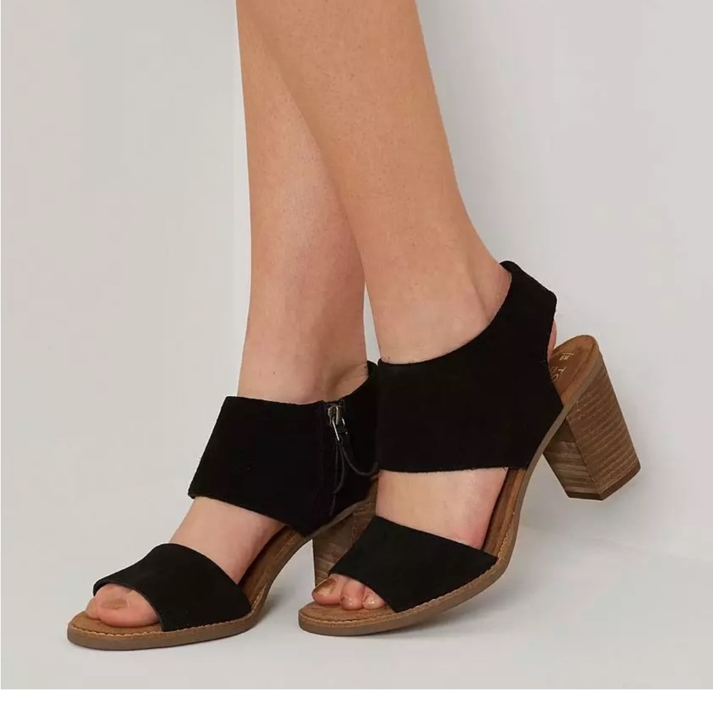 Toms Majorca Black Suede Heels